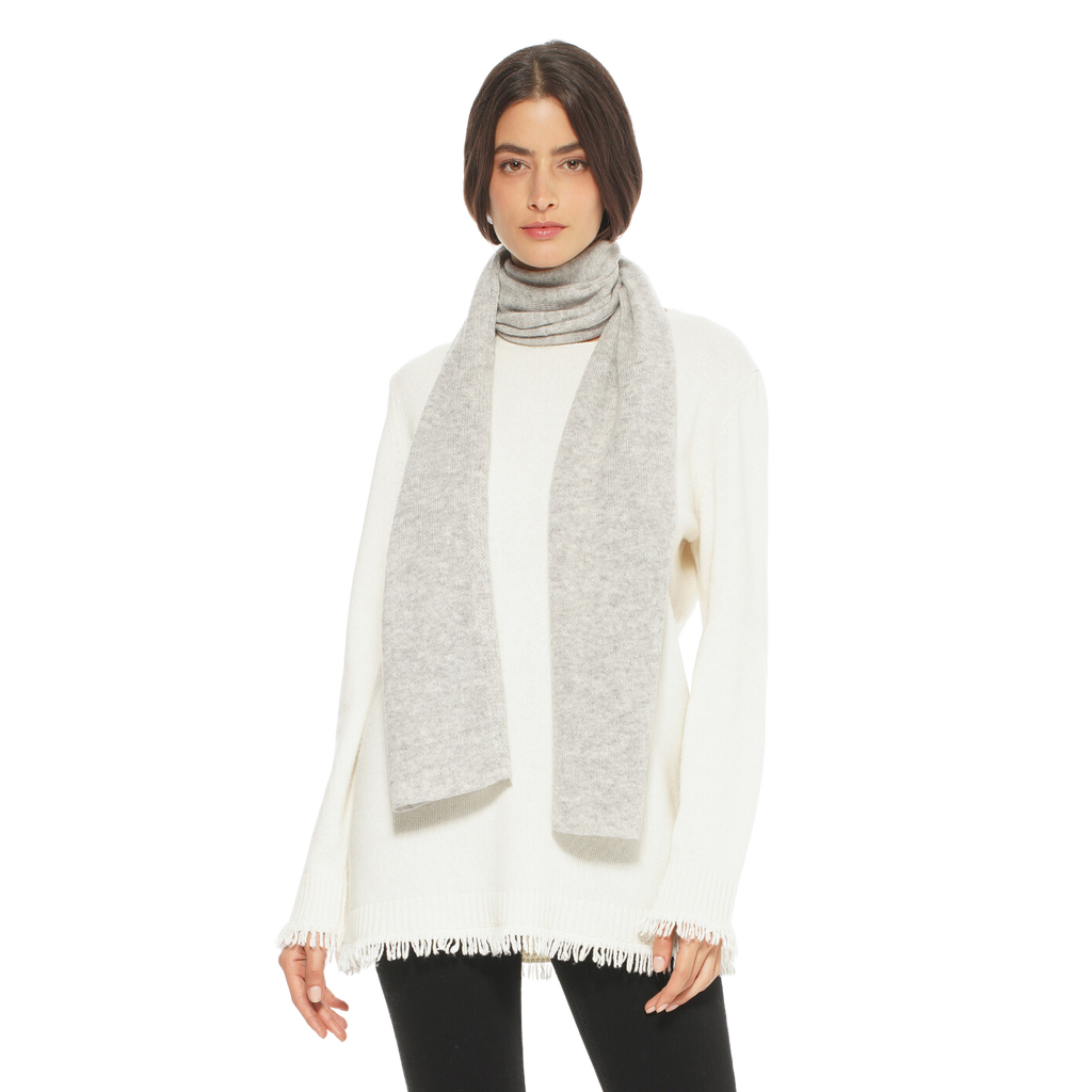 Monticelli Cashmere Essential Pure Cashmere Maxi Wide Scarf in Light Grey  product