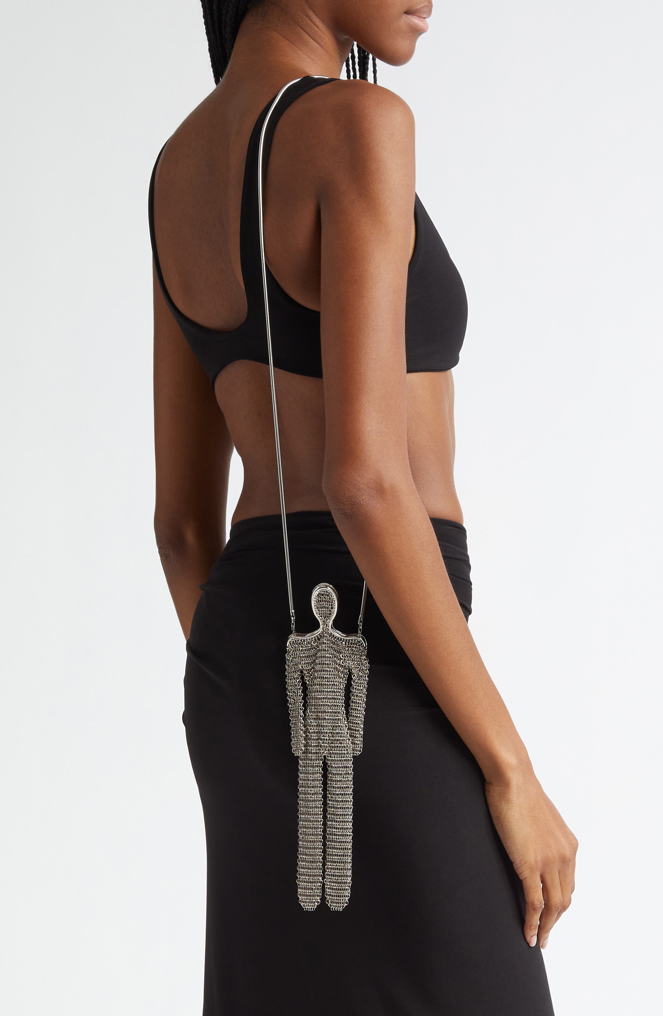 GRACE LING Human Stainless Steel Mesh Bag, Alternate, color, Silver