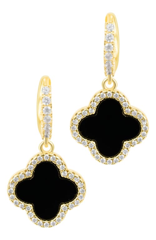 Adornia Crystal Halo Clover Drop Earrings In Black