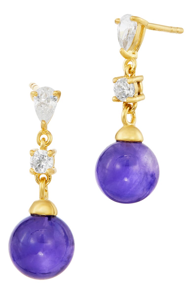 SAVVY CIE JEWELS Amethyst Ball Drop Earrings, Main, color, Yellow