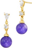 SAVVY CIE JEWELS Amethyst Ball Drop Earrings