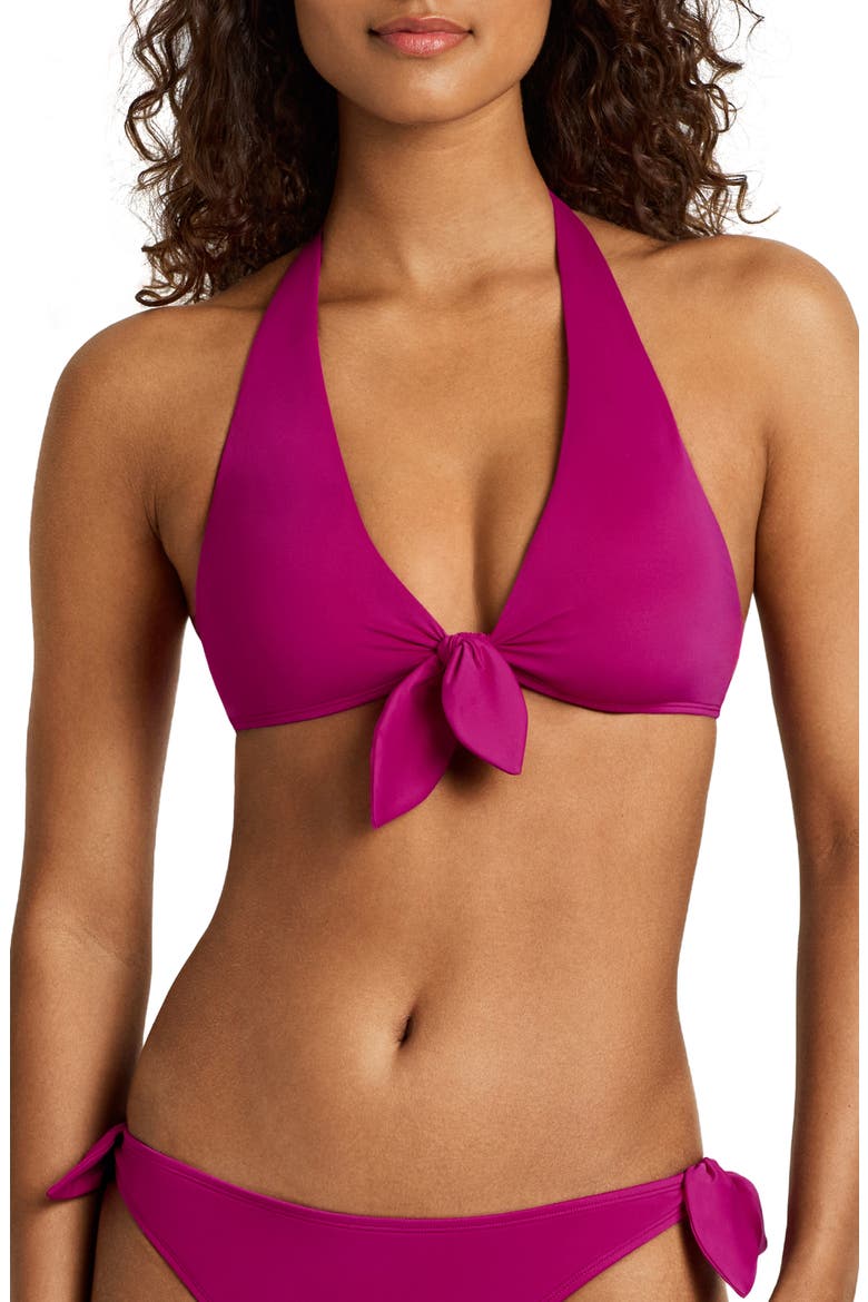 Tie Front Bikini Top, Main, color, PLUMERIA
