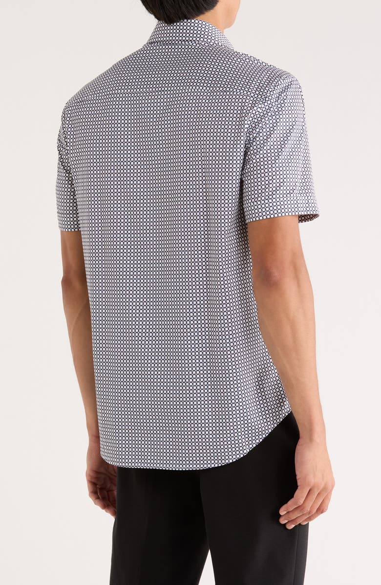 Bugatchi Miles OoohCotton<sup>®</sup> Short Sleeve Button-Up Shirt, Alternate, color, White