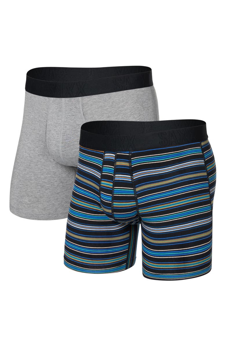 SAXX Assorted 2-Pack DropTemp<sup>®</sup> Cooling Cotton Boxer Briefs, Alternate, color, Vivid Stripe/ Dark Grey