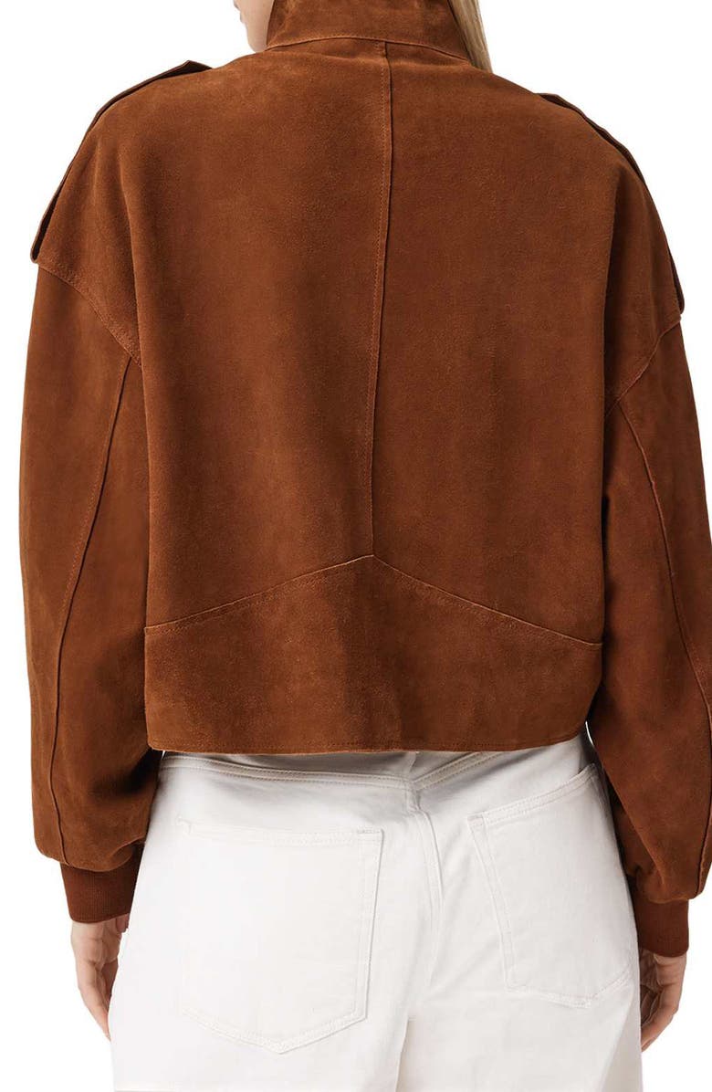 AllSaints Lowden Suede Jacket, Alternate, color, Cognac Brown
