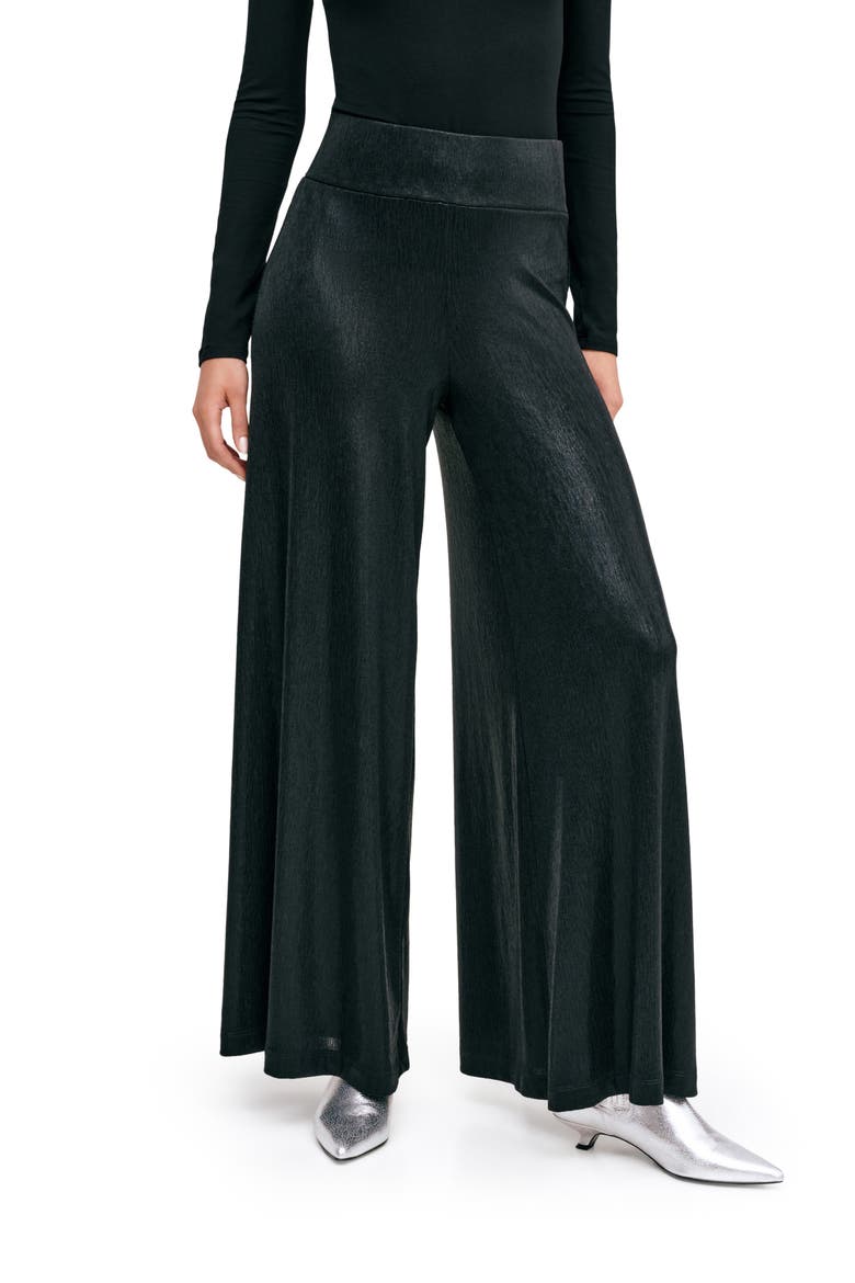 Georgia Metallic Wide Leg Pants, Alternate, color, ONYX