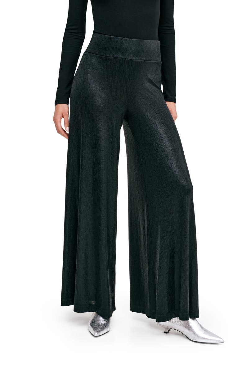 Marcella Georgia Metallic Wide Leg Pants, Alternate, color, Onyx