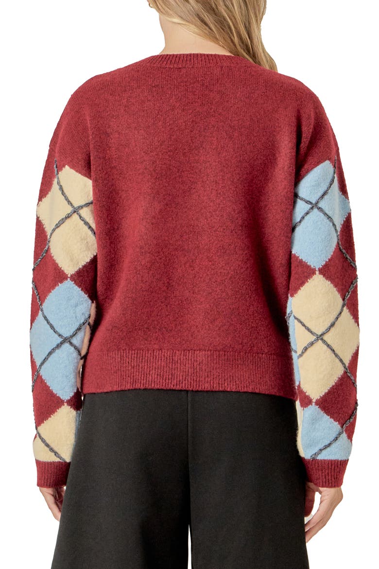 Argyle Sweater, Alternate, color, BURGUNDY MULTI