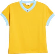 Versace Cotton Ringer V-Neck T-Shirt