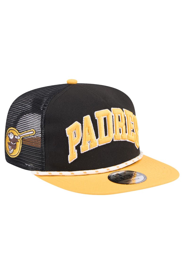 Men's New Era Black San Diego Padres Throwback Meshback Golfer Hat, Alternate, color, Black