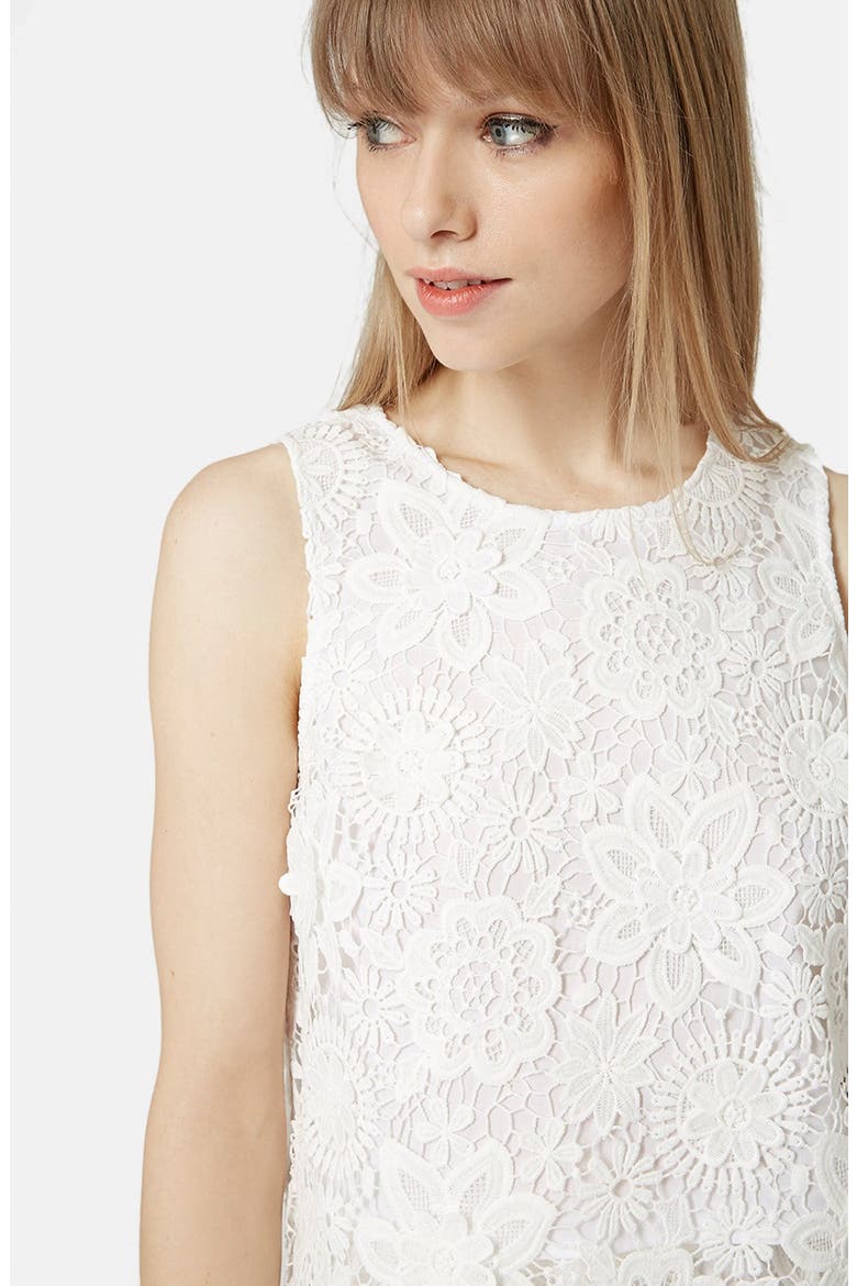Crochet Lace Shell Top, Alternate, color, WHITE