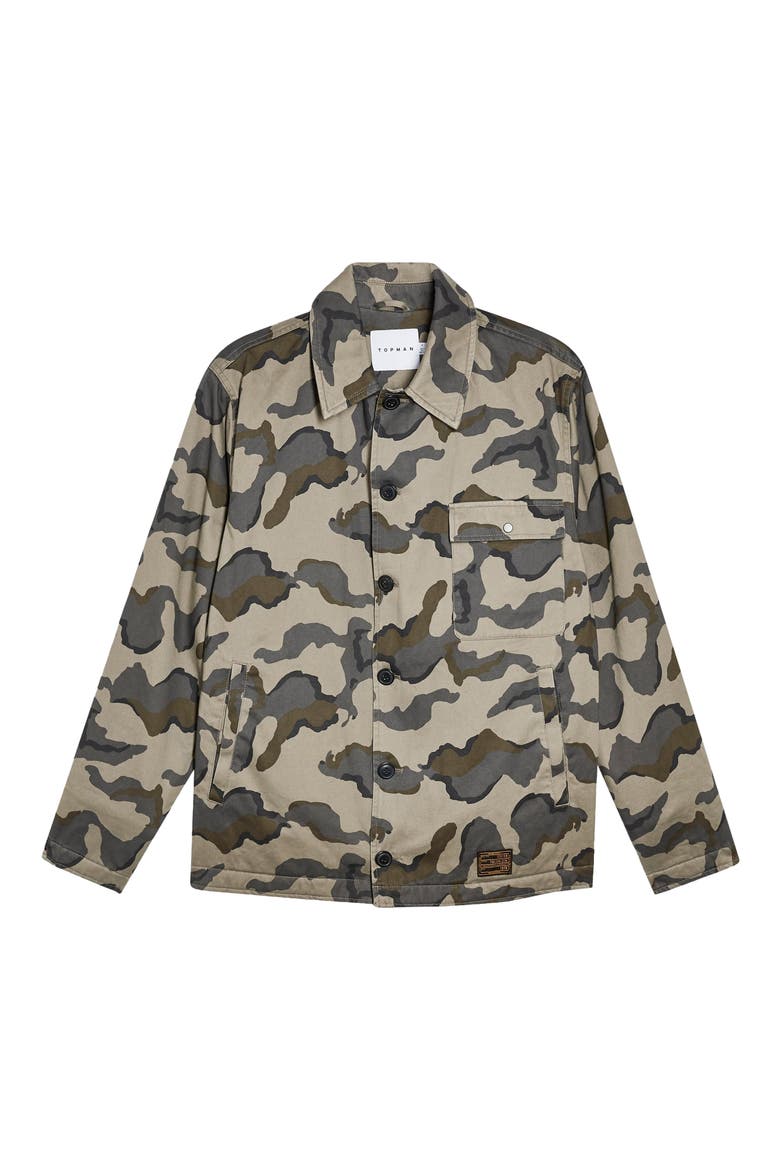 Camouflage Classic Fit Deck Jacket, Alternate, color, OLIVE