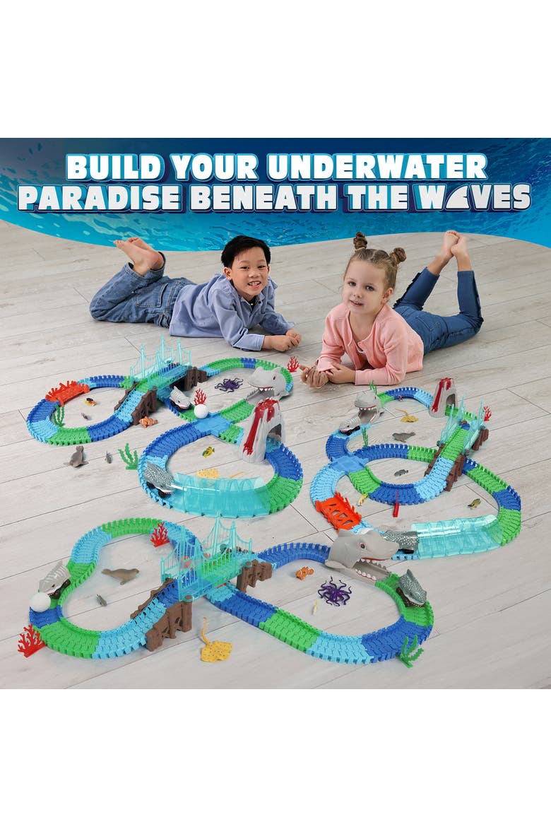Shark Car Seas Tracks Playset 225 Pieces, Alternate, color, Multi Color