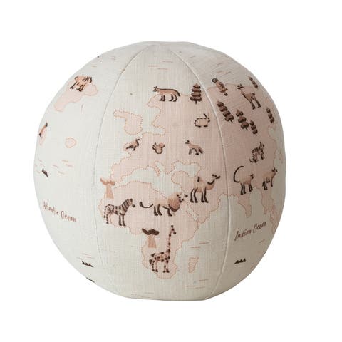 Round Fabric Printed Globe Shaped Orb Pillow