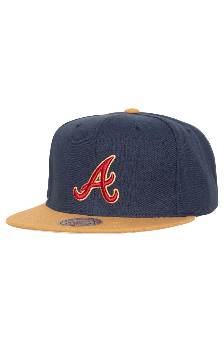 Mitchell & Ness Men's Mitchell & Ness Navy Atlanta Braves Work It Snapback Hat, Main, color,