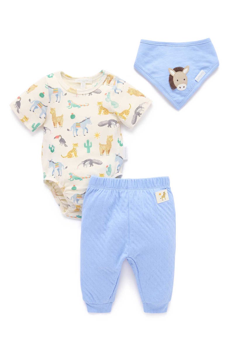 Purebaby 3 Piece Gift Set Boys, Main, color, Animal Fiesta Print