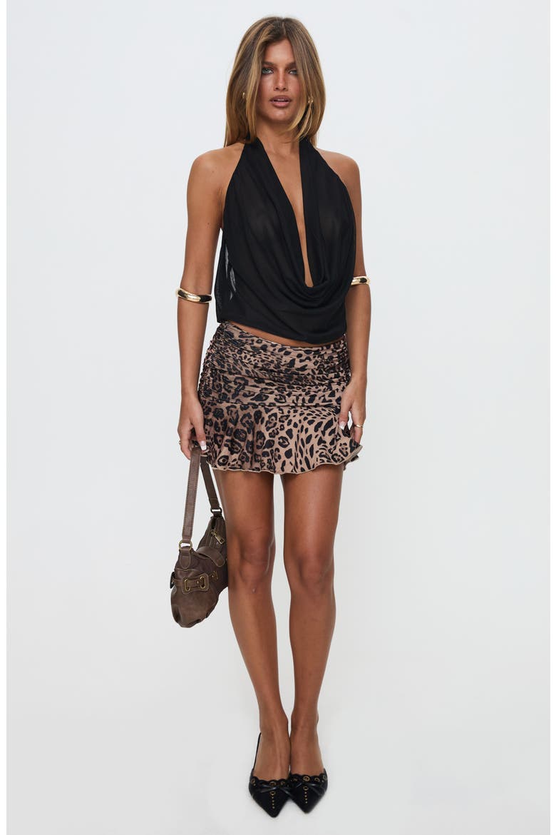 Carefree Days Plunge Cowl Neck Halter Top, Alternate, color, BLACK