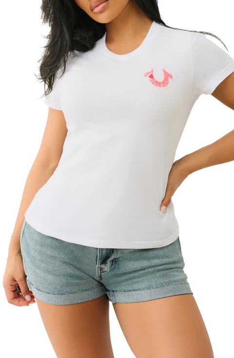 Embroidered Cotton Graphic T-Shirt