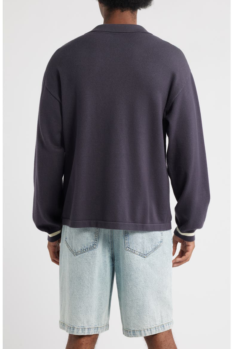 Stripe Polo Sweater, Alternate, color, GREY