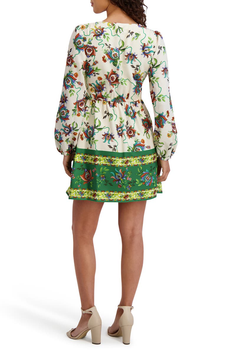 Siena Printed Long Sleeve Dress, Alternate, color, Ivory/ Green Multi