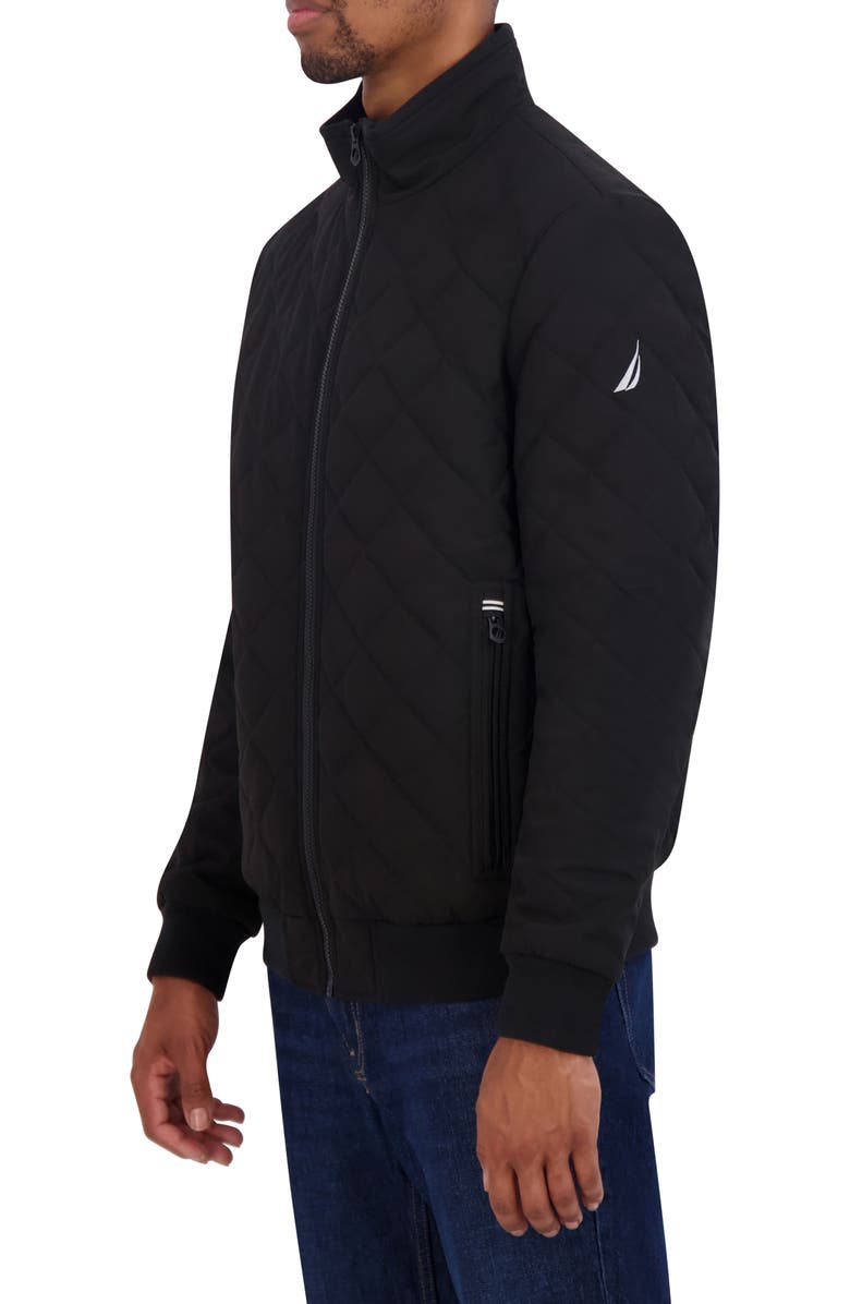 Nautica Diamond Quilted Bomber Jacket, Alternate, color, Black