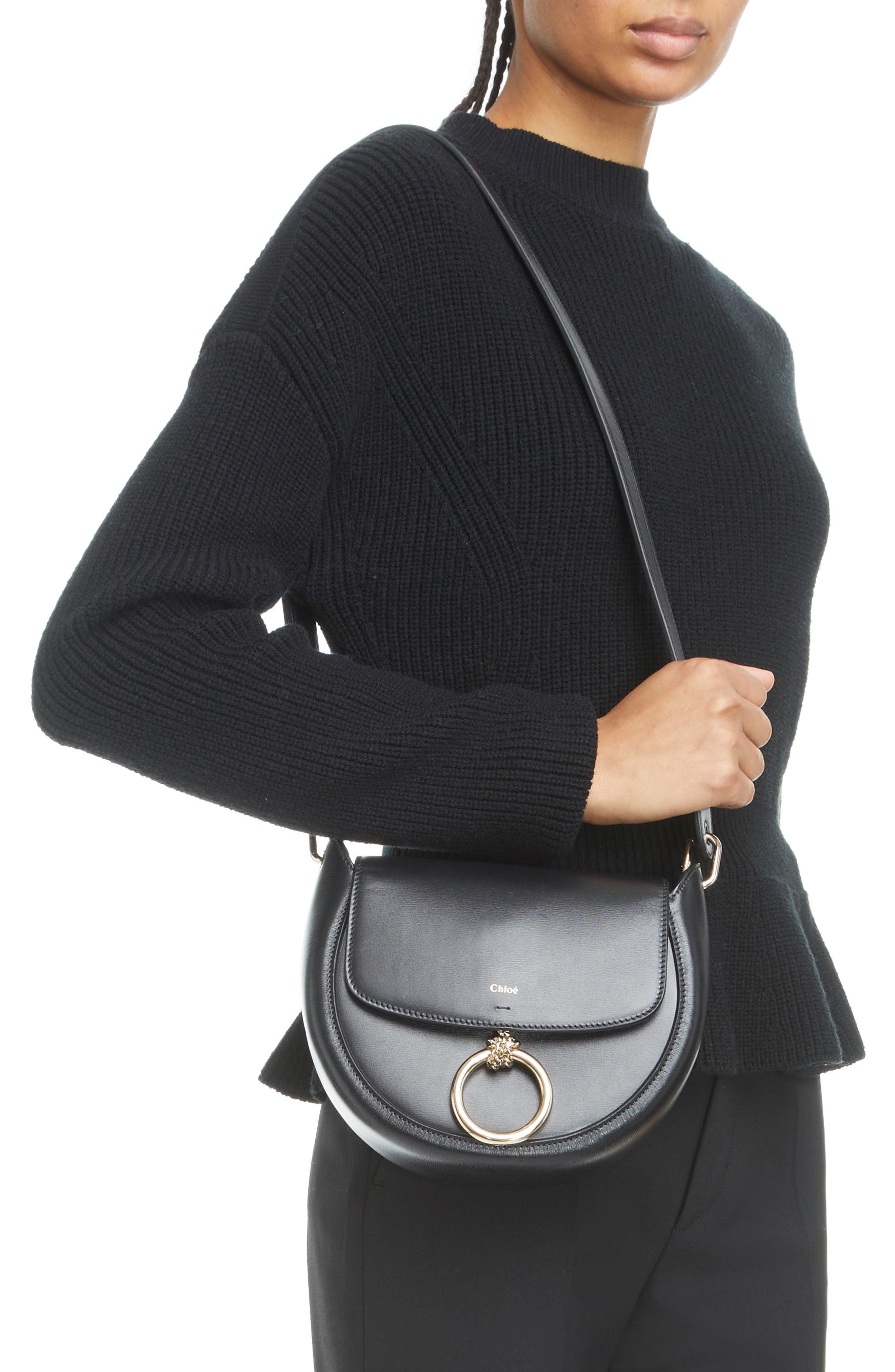 Chloé Small Arlene Leather Crossbody Saddle Bag, Alternate, color, 