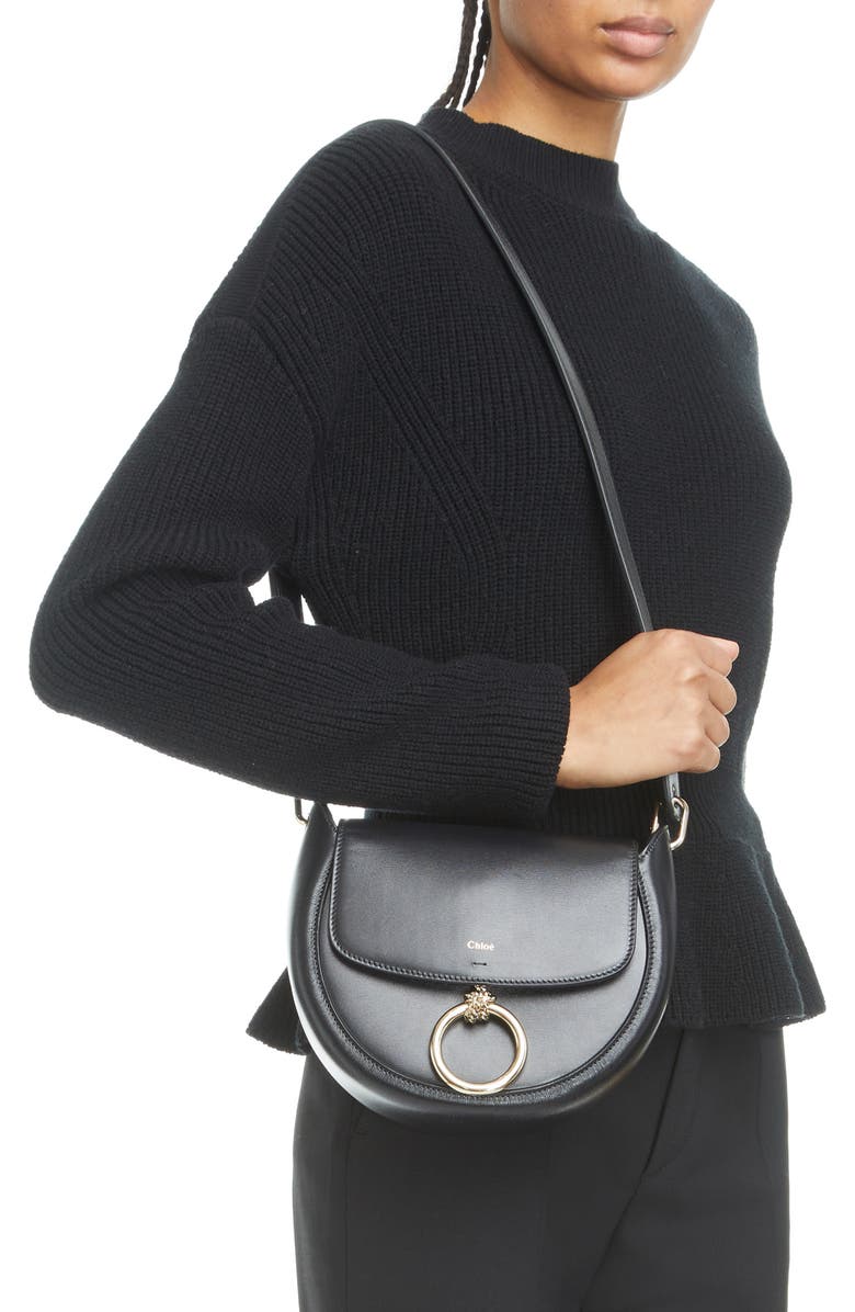 Chloé Small Arlene Leather Crossbody Saddle Bag, Alternate, color,