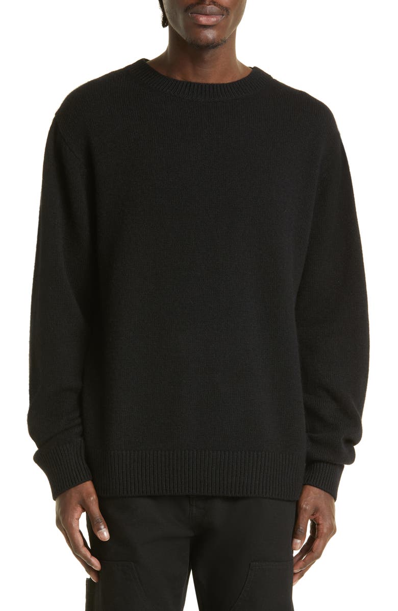 The Elder Statesman Gender Inclusive Simple Cashmere Sweater, Main, color, Black