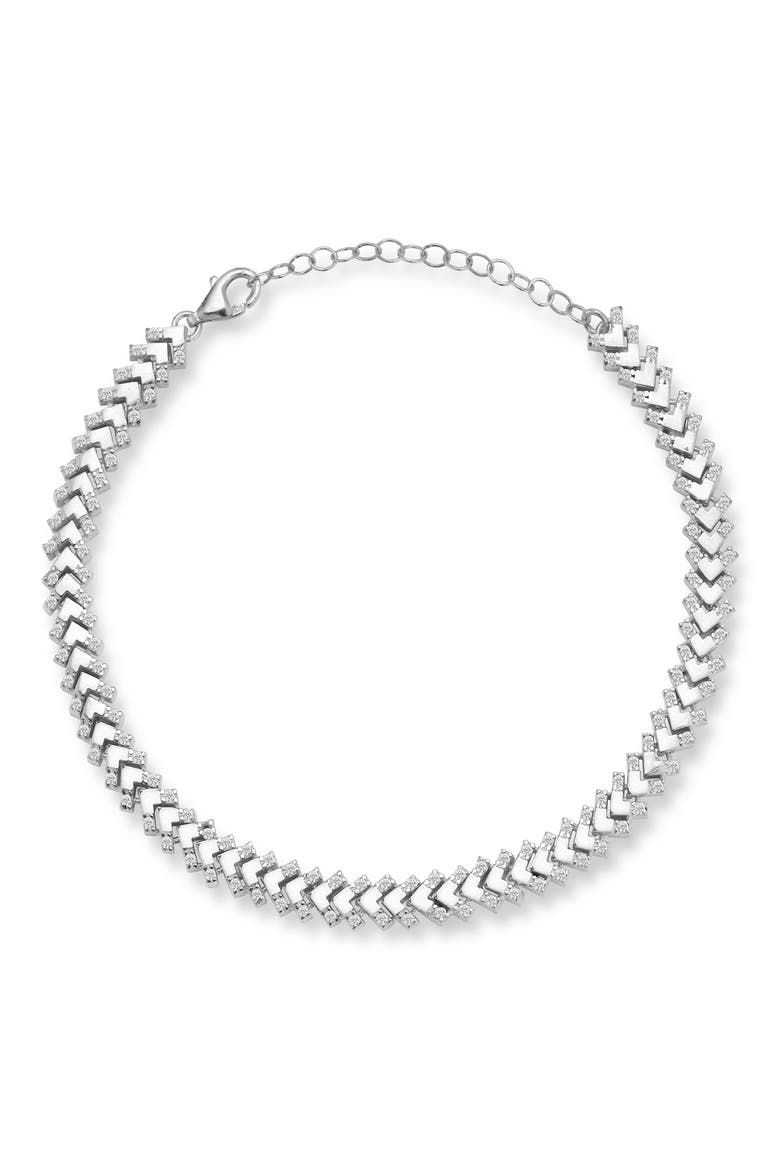 Chevron Chain Bracelet, Main, color, SILVER