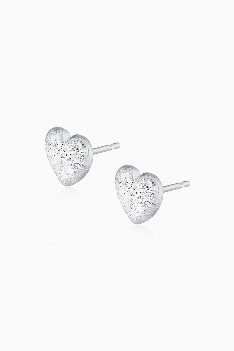Sterling Silver Shimmering Heart Studs, Alternate, color, Sterling Silver