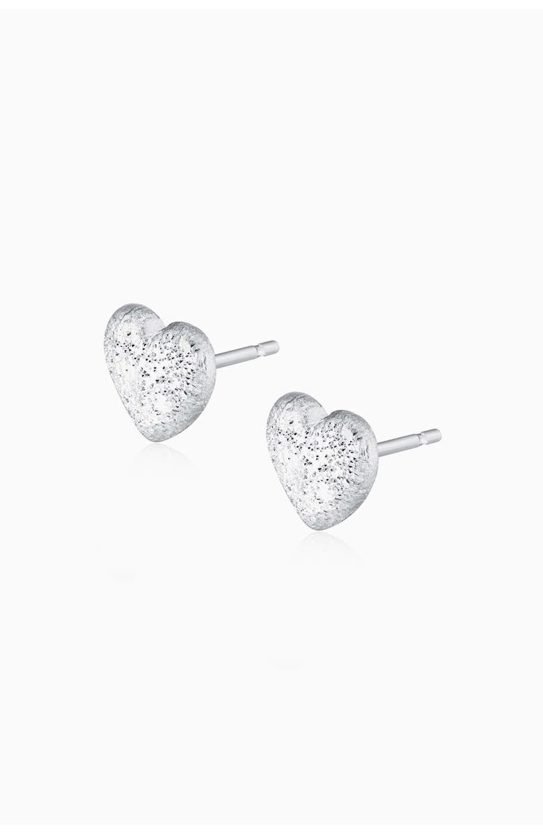 Oradina Sterling Silver Shimmering Heart Studs, Alternate, color, Sterling Silver