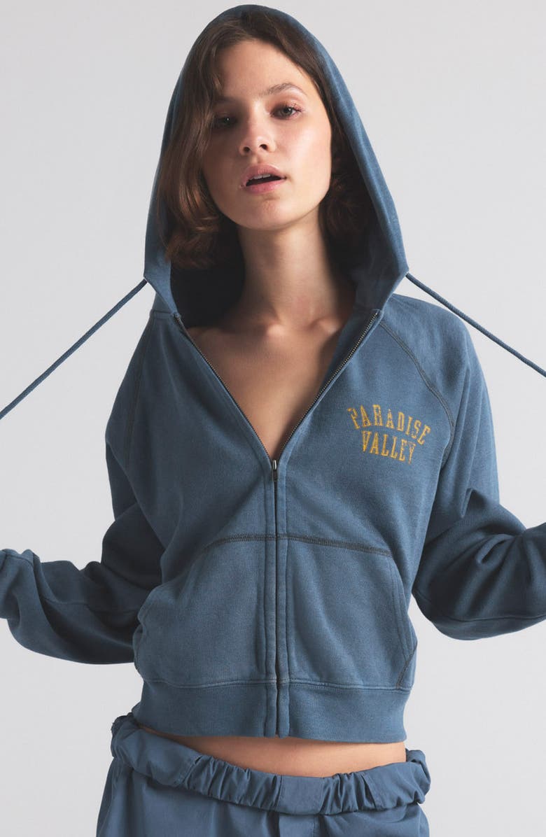 SKIMS Lighweight Fleece Zip Hoodie, Alternate, color, Harbor