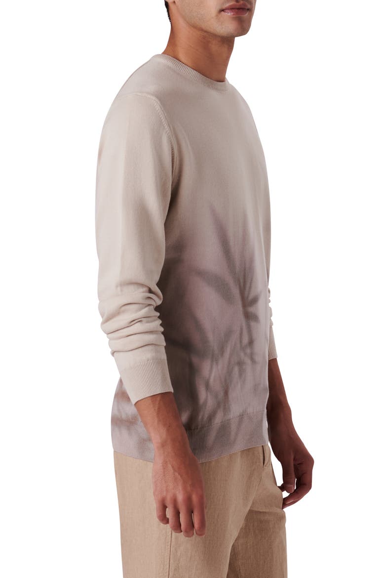 Leaf Print Cotton Sweater, Alternate, color, ALMOND