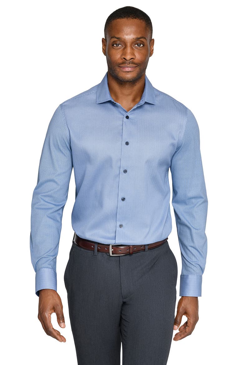 Slim Fit Stripe Duo Reworked Cotton Dress Shirt, Alternate, color, NAVY/ BLUE