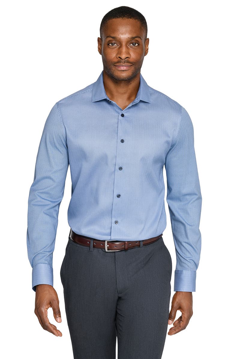 W.R.K Slim Fit Stripe Duo Reworked Cotton Dress Shirt, Alternate, color, Navy/ Blue