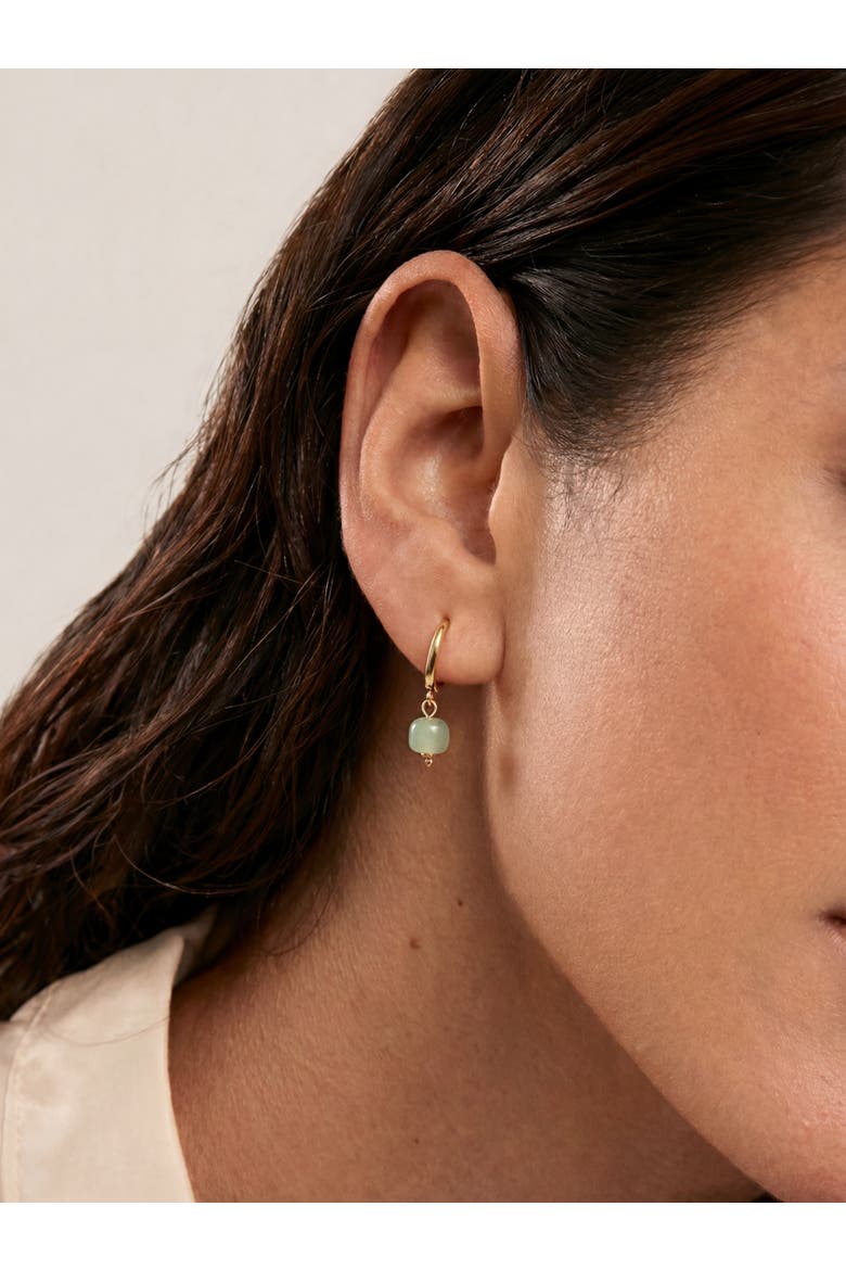 Berry Small hoop with green bead earrings, Alternate, color, Light green