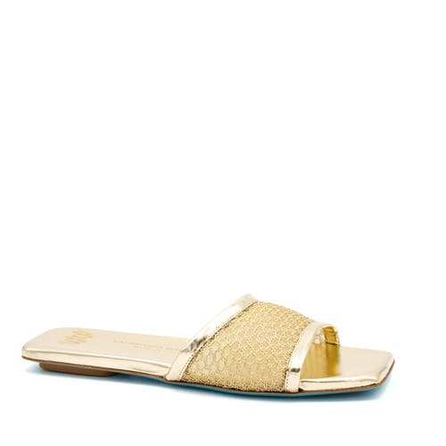 Valentina Rangoni Chic Calliope Gold Nadina Slides For Spring And Summer In Gold