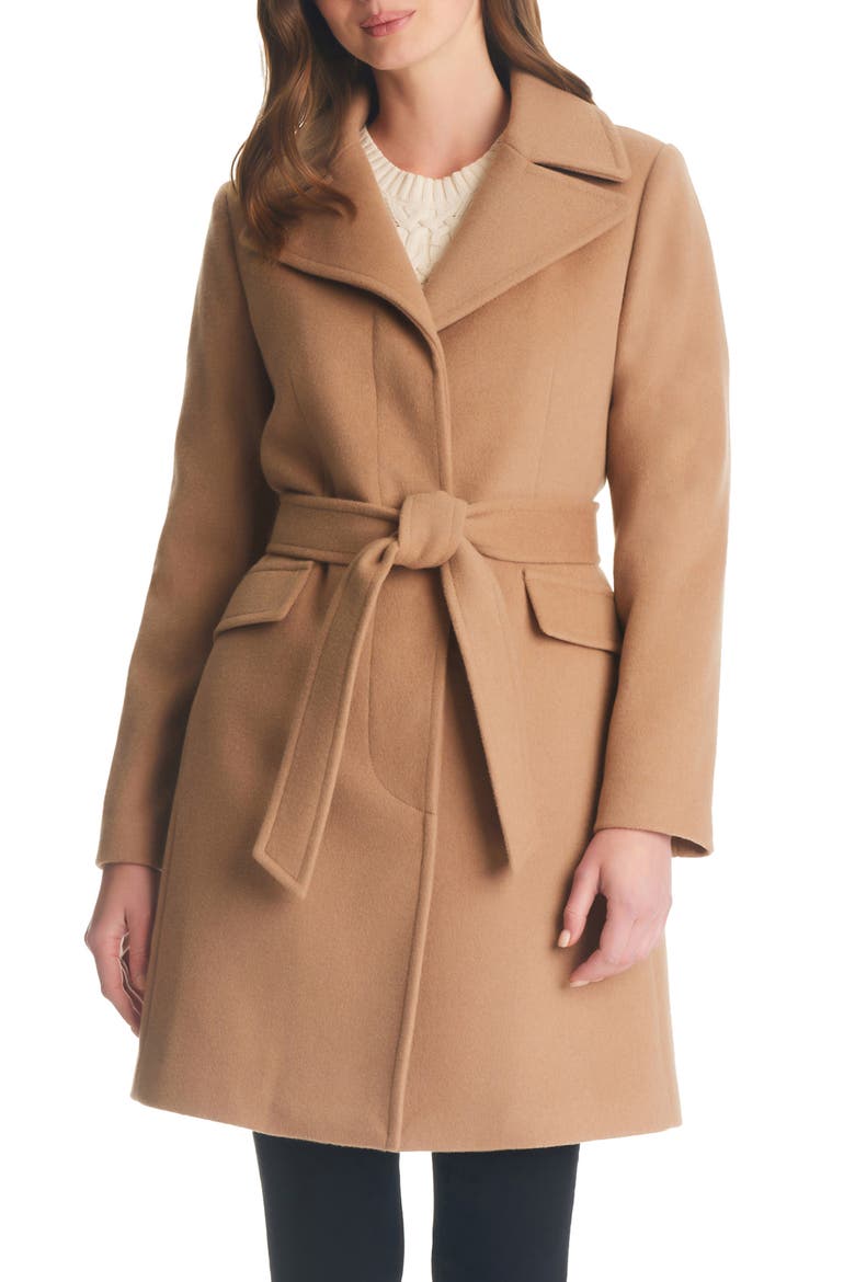 belted wool blend coat, Main, color, CAMEL