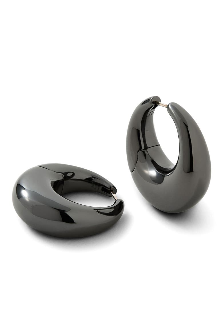 Dylan Dome Huggie Hoop Earrings, Main, color, HEMATITE