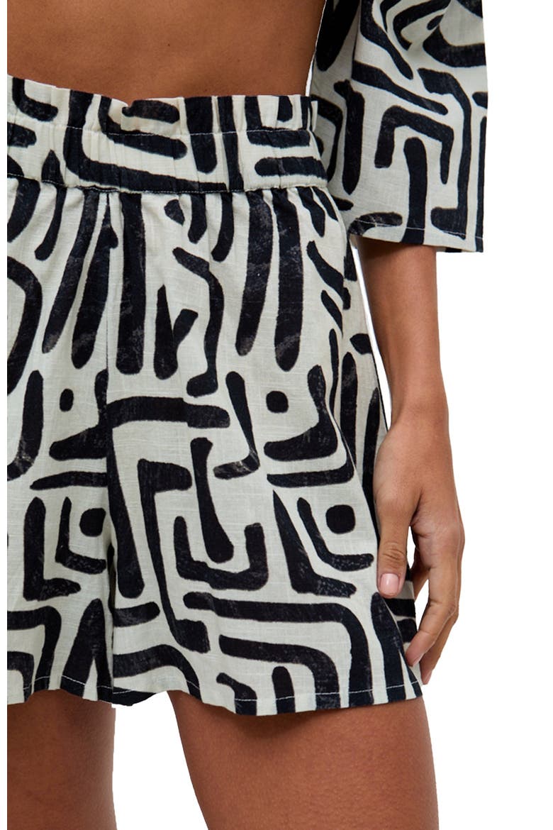 Nicola Paperbag Waist Warhol Print Shorts, Alternate, color, Black