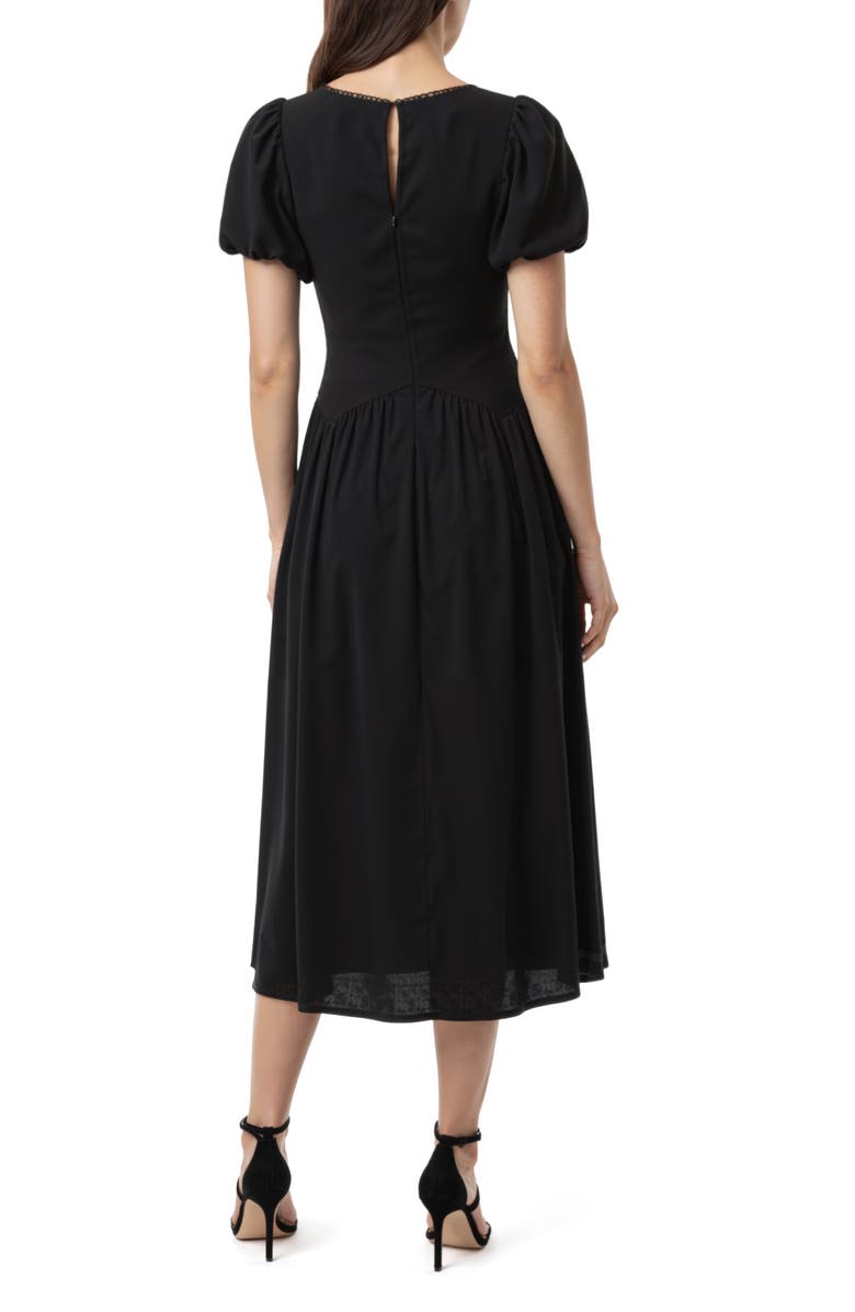 All in Favor Tie Front Drop Waist Midi Dress, Alternate, color, Black