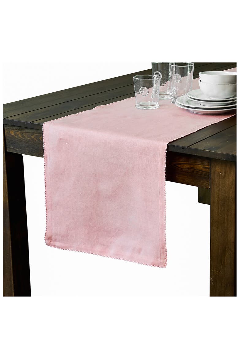 Berry Scallop Linen Table Runner, Alternate, color, PINK