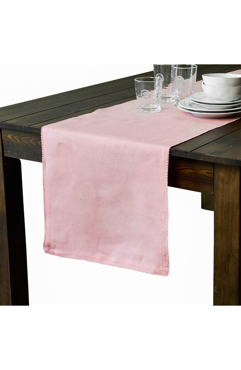 Juliska Berry Scallop Linen Table Runner, Alternate, color, Pink