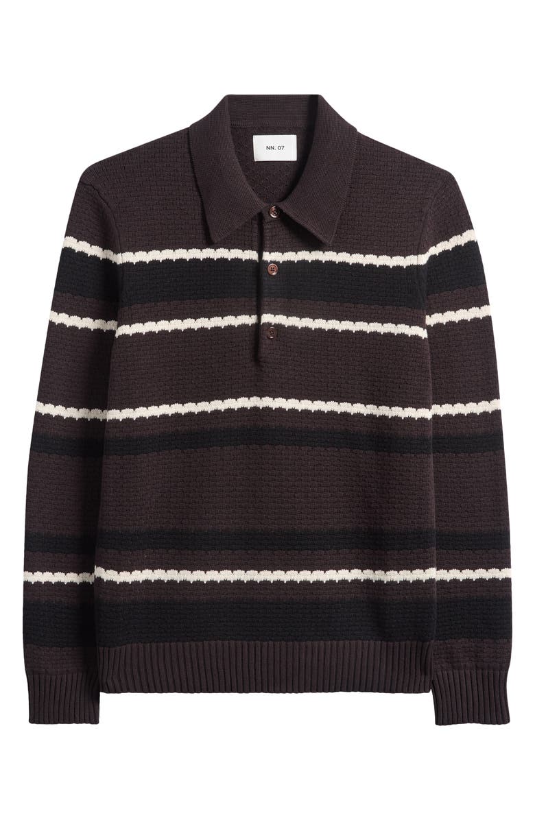 NN07 Alfie 60019 Stripe Long Sleeve Organic Cotton Polo Sweater, Alternate, color, Dusky Port