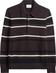 NN07 Alfie 60019 Stripe Long Sleeve Organic Cotton Polo Sweater