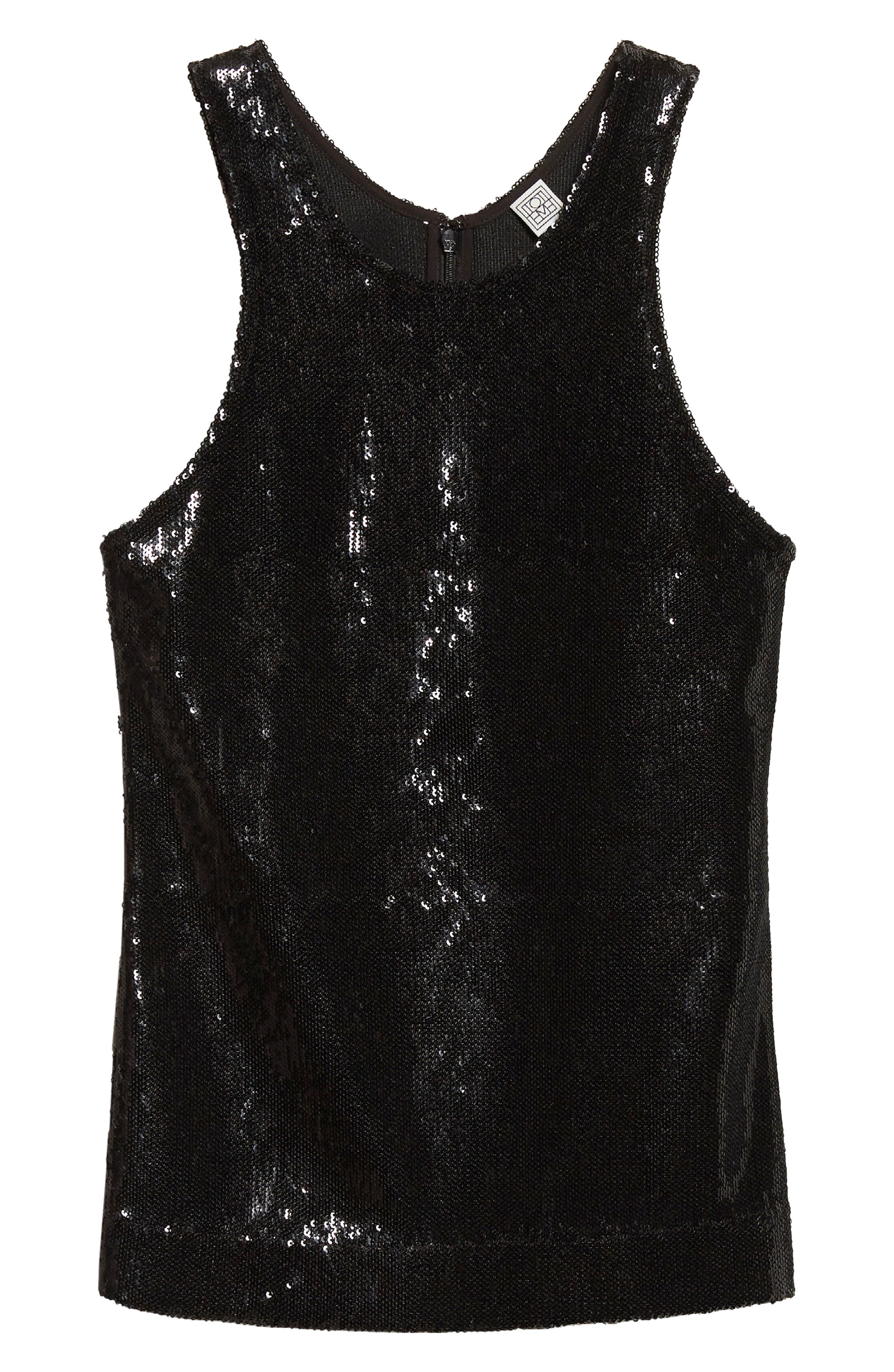 Totême Toteme Curved Sequin Tank In Black