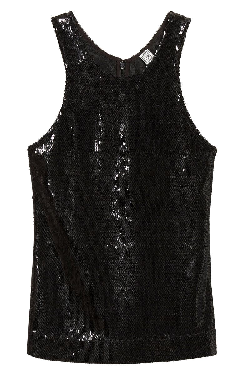 TOTEME Curved Sequin Tank, Main, color, Black
