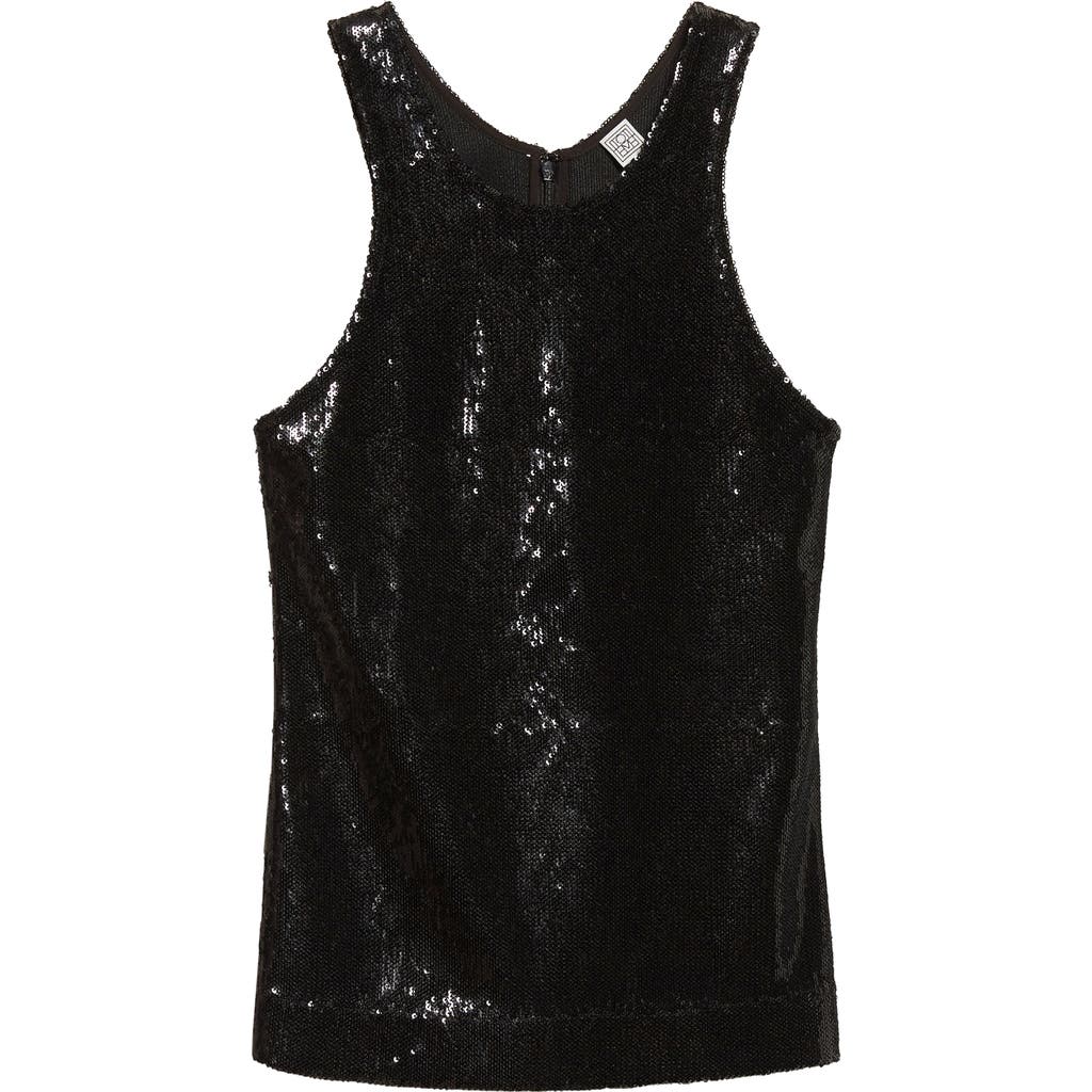 Totême Toteme Curved Sequin Tank In Black