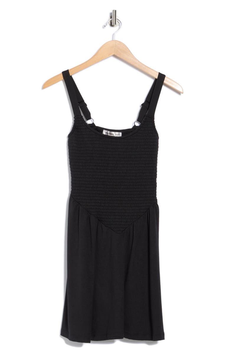 Madden Girl Smocked Skater Dress, Alternate, color, Black