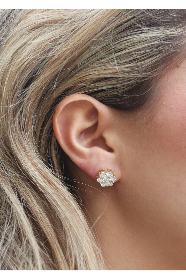 Meadow 14K Yellow Gold Cluster Lab Grown Diamond Unisex Earrings - 2.22 Cts, Alternate, color, 14K Yellow Gold